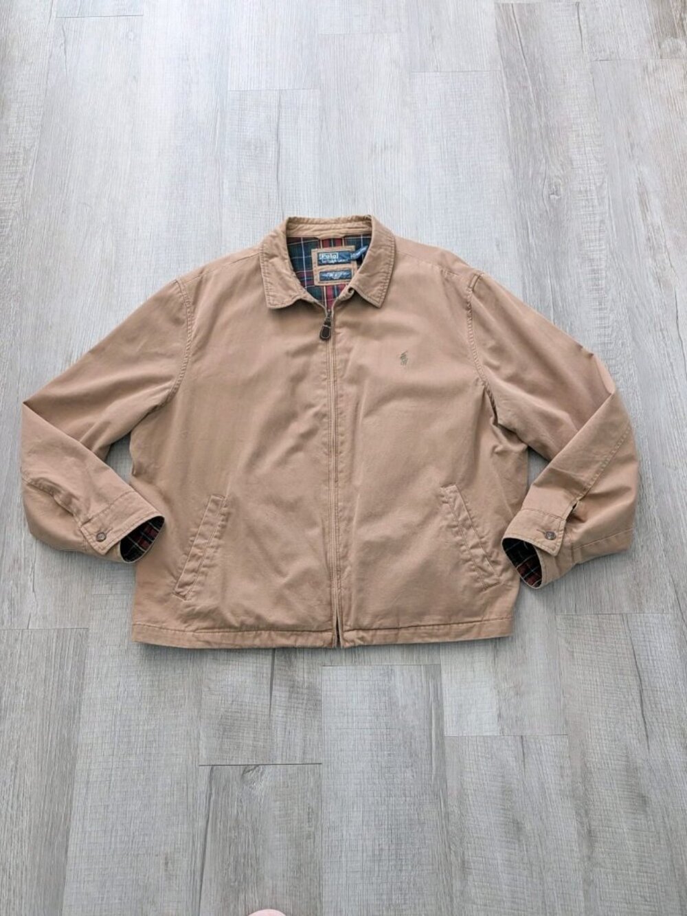 Polo Ralph Lauren Harrington Men's 2XL Khaki Lined Windbreaker Bomber Zip Jacket